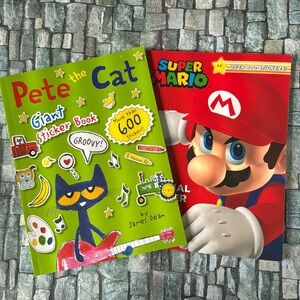 Pete the Cat and Super Mario Sticker Books